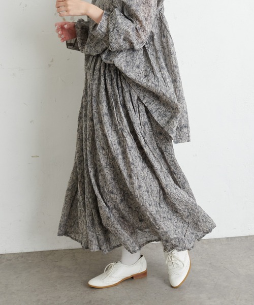 PUAL CE CIN（ピュアルセシン）の「線描きプリントスカート（スカート・レディース・モカ/ライトベージュ/チャコールグレー・FREE）」の14枚目の写真