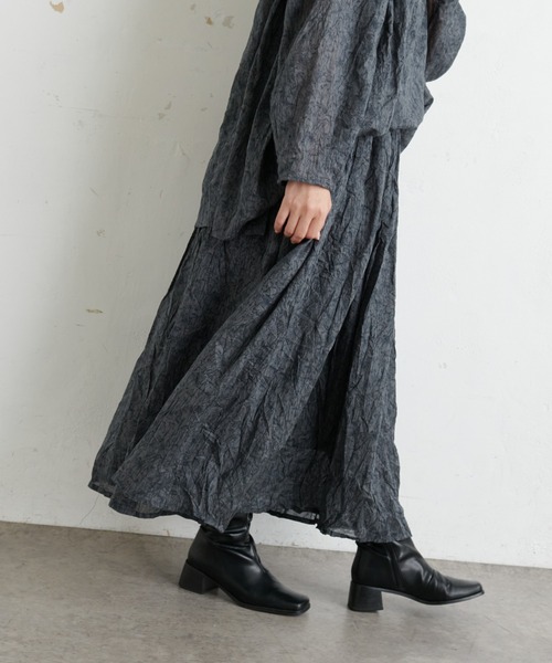 PUAL CE CIN（ピュアルセシン）の「線描きプリントスカート（スカート・レディース・モカ/ライトベージュ/チャコールグレー・FREE）」の21枚目の写真