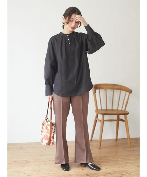 Green Parks(グリーンパークス)の「・novem9 サイドスリットジョーゼットパンツ*(その他パンツ・レディース・チャコールグレー/ベージュ/オレンジ/モカ・FREE)」の6枚目の写真