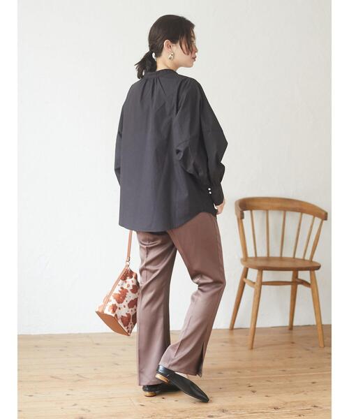 Green Parks(グリーンパークス)の「・novem9 サイドスリットジョーゼットパンツ*(その他パンツ・レディース・チャコールグレー/ベージュ/オレンジ/モカ・FREE)」の12枚目の写真