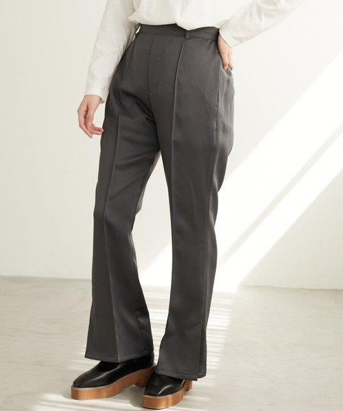 Green Parks(グリーンパークス)の「・novem9 サイドスリットジョーゼットパンツ*(その他パンツ・レディース・チャコールグレー/ベージュ/オレンジ/モカ・FREE)」の2枚目の写真