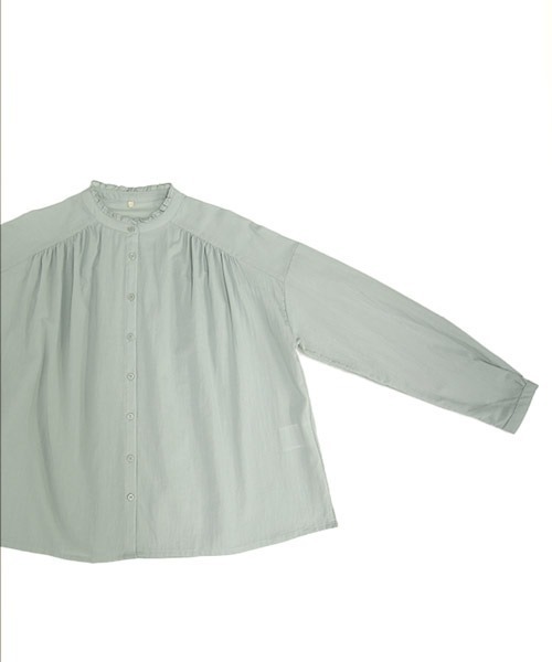 and it_（アンドイット）の「エミュラル emural フリルネックギャザーコットンブラウス（シャツ/ブラウス・レディース・ホワイト/ブラック系その他/ブラック×グレー/サックスブルー/ネイビー×ホワイト・M-L）」の19枚目の写真