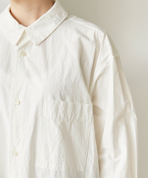 note et silence （ノートエシロンス）の「60/-タイプライター伊吹染め　サイドタックシャツワンピース（シャツワンピース・レディース・ホワイト・FREE）」の7枚目の写真