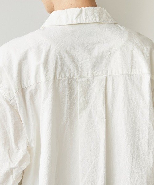 note et silence （ノートエシロンス）の「60/-タイプライター伊吹染め　サイドタックシャツワンピース（シャツワンピース・レディース・ホワイト・FREE）」の10枚目の写真