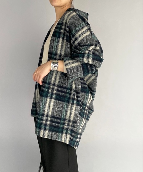 PICCIN（ピッチン）の「イタリアンエアリーチェック柄ガウン（その他アウター・レディース・グリーン/レンガ・M）」の19枚目の写真