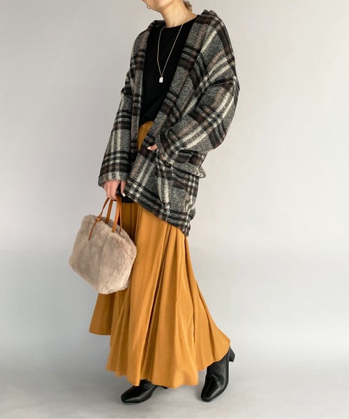 PICCIN（ピッチン）の「イタリアンエアリーチェック柄ガウン（その他アウター・レディース・グリーン/レンガ・M）」の13枚目の写真