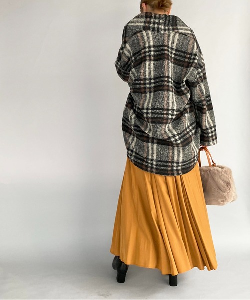 PICCIN（ピッチン）の「イタリアンエアリーチェック柄ガウン（その他アウター・レディース・グリーン/レンガ・M）」の5枚目の写真