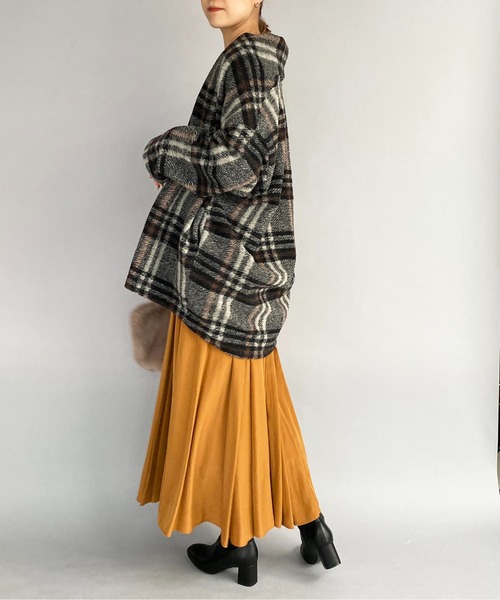 PICCIN（ピッチン）の「イタリアンエアリーチェック柄ガウン（その他アウター・レディース・グリーン/レンガ・M）」の21枚目の写真