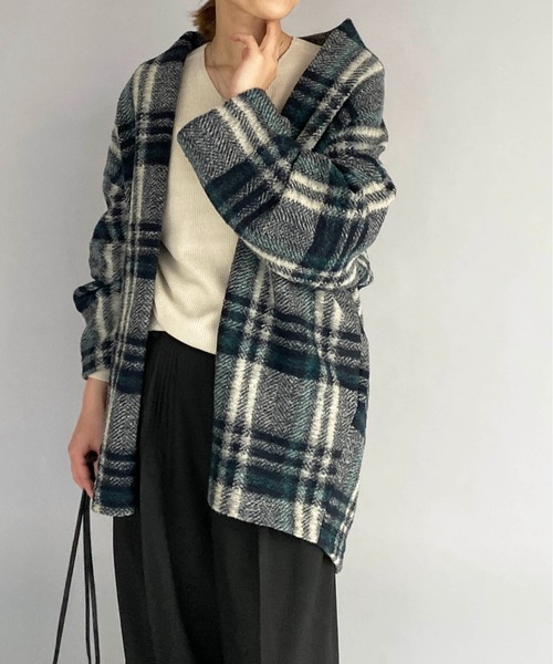 PICCIN（ピッチン）の「イタリアンエアリーチェック柄ガウン（その他アウター・レディース・グリーン/レンガ・M）」の15枚目の写真