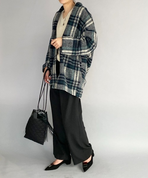 PICCIN（ピッチン）の「イタリアンエアリーチェック柄ガウン（その他アウター・レディース・グリーン/レンガ・M）」の4枚目の写真