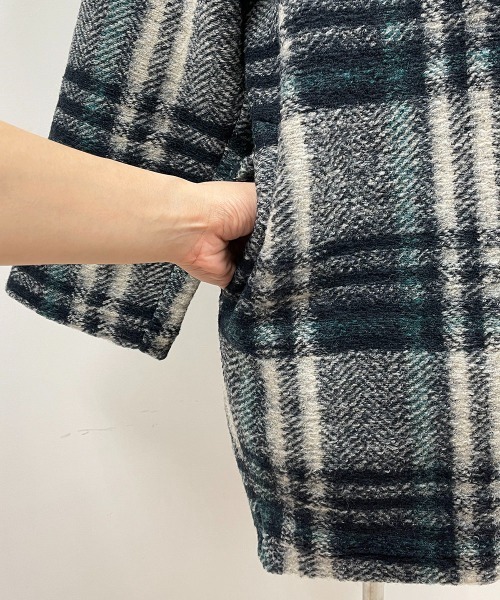 PICCIN（ピッチン）の「イタリアンエアリーチェック柄ガウン（その他アウター・レディース・グリーン/レンガ・M）」の14枚目の写真