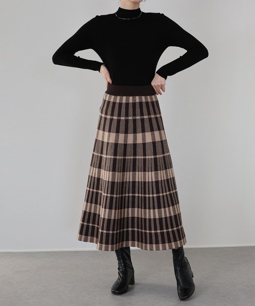 新柄追加》アーガイル＆チェック柄ニットスカート（スカート