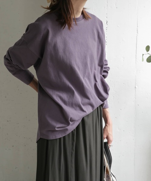 URBAN RESEARCH DOORS（アーバンリサーチドアーズ）の「アップサイクルコットン長袖Tシャツ（Tシャツ/カットソー・レディース・パープル/キャメル/スミクロ・ONE）」の9枚目の写真