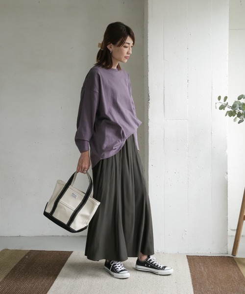 URBAN RESEARCH DOORS（アーバンリサーチドアーズ）の「アップサイクルコットン長袖Tシャツ（Tシャツ/カットソー・レディース・パープル/キャメル/スミクロ・ONE）」の10枚目の写真