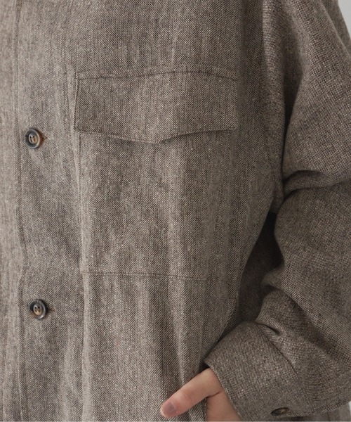 flaner(フラネ)の「ツィードシャツジャケット【ユニセックス対応】(シャツ/ブラウス・レディース・ブラウン・MEDIUM/LARGE)」の6枚目の写真