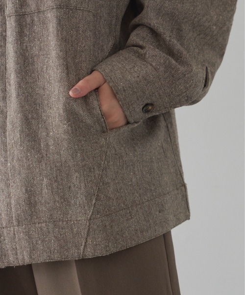 flaner(フラネ)の「ツィードシャツジャケット【ユニセックス対応】(シャツ/ブラウス・レディース・ブラウン・MEDIUM/LARGE)」の7枚目の写真