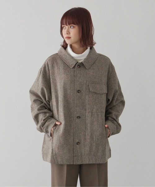 flaner(フラネ)の「ツィードシャツジャケット【ユニセックス対応】(シャツ/ブラウス・レディース・ブラウン・MEDIUM/LARGE)」の8枚目の写真