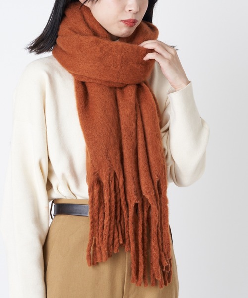 CIAOPANIC（チャオパニック）の「【WEB限定】カラーマフラー/ストール（マフラー・レディース・ブラック/ベージュ/ネイビー/グレー/ピンク/オレンジ/ブルー/グリーン/キャメル・FREE）」の7枚目の写真