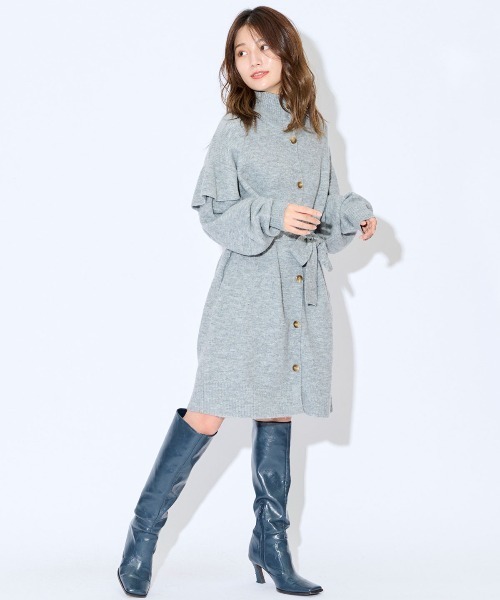 REDYAZEL（レディアゼル）の「フリル袖ニットジャケット（カーディガン/ボレロ・レディース・ライトグレー/オフホワイト/ラベンダー・FREE）」の9枚目の写真