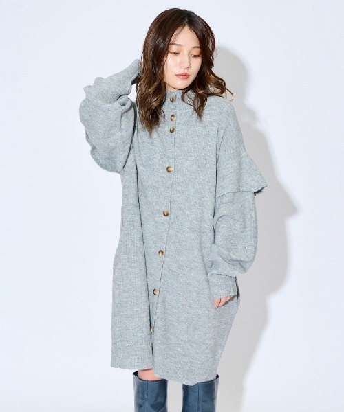 REDYAZEL（レディアゼル）の「フリル袖ニットジャケット（カーディガン/ボレロ・レディース・ライトグレー/オフホワイト/ラベンダー・FREE）」の7枚目の写真