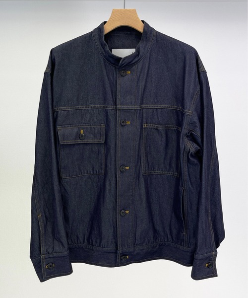 KIIT（キート）の「KIIT キート / STAND COLLAR G-J BLOUSON オーバーサイズ スタンドカラーブルゾン セットアップ / KIM-Y95-005（デニムジャケット・メンズ・インディゴブルー/ベージュ・3/2/1）」の2枚目の写真