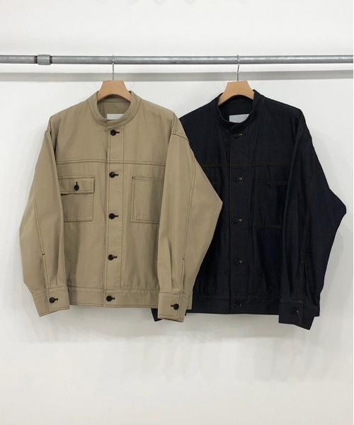KIIT（キート）の「KIIT キート / STAND COLLAR G-J BLOUSON オーバーサイズ スタンドカラーブルゾン セットアップ / KIM-Y95-005（デニムジャケット・メンズ・インディゴブルー/ベージュ・3/2/1）」の6枚目の写真