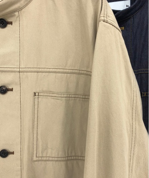 KIIT（キート）の「KIIT キート / STAND COLLAR G-J BLOUSON オーバーサイズ スタンドカラーブルゾン セットアップ / KIM-Y95-005（デニムジャケット・メンズ・インディゴブルー/ベージュ・3/2/1）」の13枚目の写真