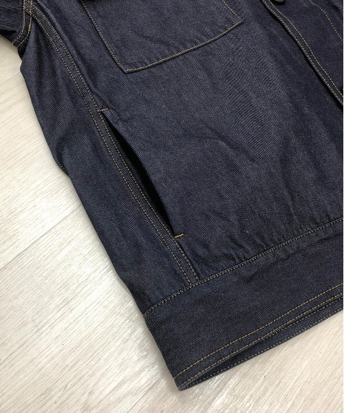 KIIT（キート）の「KIIT キート / STAND COLLAR G-J BLOUSON オーバーサイズ スタンドカラーブルゾン セットアップ / KIM-Y95-005（デニムジャケット・メンズ・インディゴブルー/ベージュ・3/2/1）」の10枚目の写真