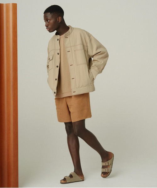 KIIT（キート）の「KIIT キート / STAND COLLAR G-J BLOUSON オーバーサイズ スタンドカラーブルゾン セットアップ / KIM-Y95-005（デニムジャケット・メンズ・インディゴブルー/ベージュ・3/2/1）」の9枚目の写真