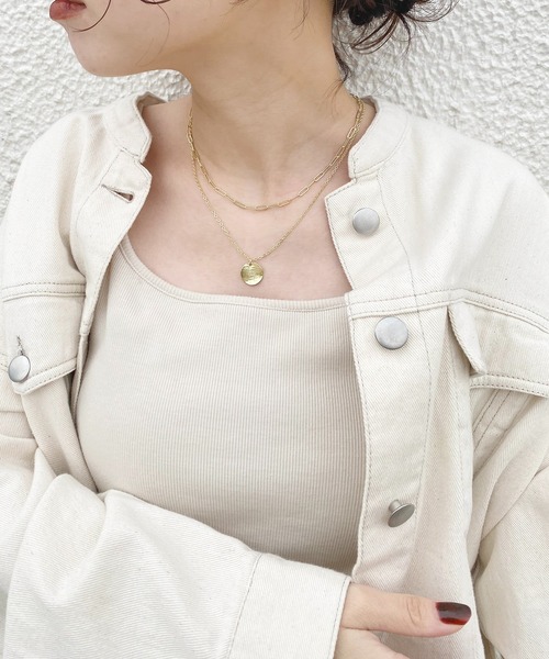 natural couture(ナチュラルクチュール)の「メタルプレートネックレス(ネックレス・レディース・シルバー/ゴールド・FREE)」の9枚目の写真