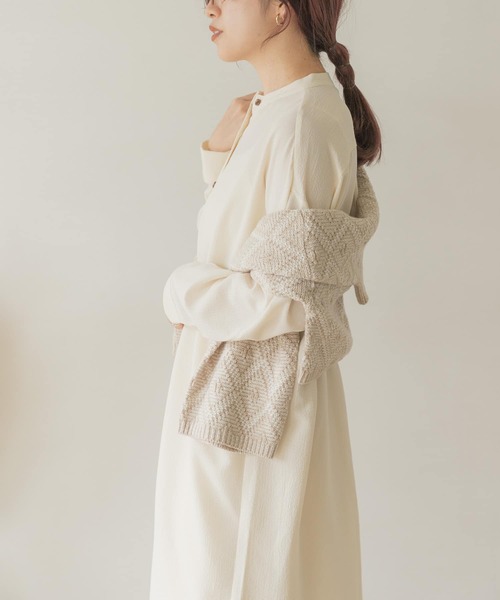 ITEMS URBANRESEARCH（アイテムズ アーバンリサーチ）の「バンドカラーシャツワンピース（ワンピース・レディース・アイボリー/グレー/ブラウン・FREE）」の4枚目の写真