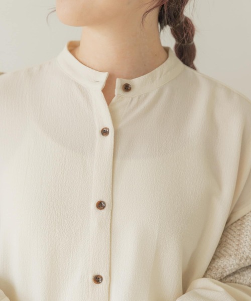 ITEMS URBANRESEARCH（アイテムズ アーバンリサーチ）の「バンドカラーシャツワンピース（ワンピース・レディース・アイボリー/グレー/ブラウン・FREE）」の7枚目の写真