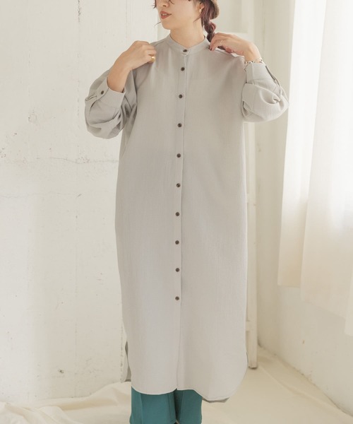 ITEMS URBANRESEARCH（アイテムズ アーバンリサーチ）の「バンドカラーシャツワンピース（ワンピース・レディース・アイボリー/グレー/ブラウン・FREE）」の13枚目の写真