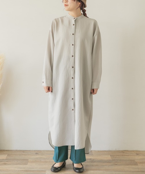 ITEMS URBANRESEARCH（アイテムズ アーバンリサーチ）の「バンドカラーシャツワンピース（ワンピース・レディース・アイボリー/グレー/ブラウン・FREE）」の16枚目の写真