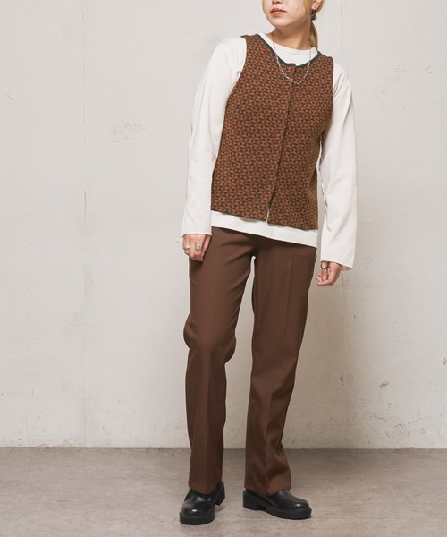 CIAOPANIC（チャオパニック）の「ジャガードニットベスト（ベスト・レディース・ブラウン/ネイビー/グリーン・FREE）」の4枚目の写真