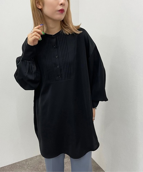 apres jour mignon(アプレジュールミニョン)の「ピンタックドレスシャツ 【ZOZOTOWN限定アイテム】(シャツ/ブラウス・レディース・ブラック/オフホワイト/アイボリー・X-LARGE/フリー)」の1枚目の写真