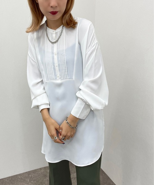 apres jour mignon(アプレジュールミニョン)の「ピンタックドレスシャツ 【ZOZOTOWN限定アイテム】(シャツ/ブラウス・レディース・ブラック/オフホワイト/アイボリー・X-LARGE/フリー)」の5枚目の写真