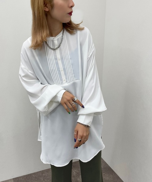 apres jour mignon(アプレジュールミニョン)の「ピンタックドレスシャツ 【ZOZOTOWN限定アイテム】(シャツ/ブラウス・レディース・ブラック/オフホワイト/アイボリー・X-LARGE/フリー)」の6枚目の写真