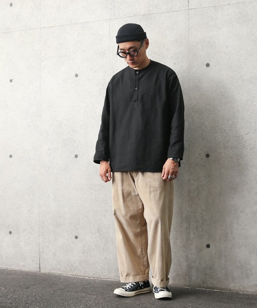 MILITARY（ミリタリー）の「実物 新品 デッドストック ロシア軍 70s ヘンリーネック スリーピングシャツ BLACK染め（シャツ/ブラウス・メンズ・ブラック・46/50/54/58）」の2枚目の写真