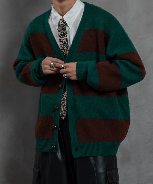 kutir（クティール）の「ボーダーカーディガン（カーディガン/ボレロ・メンズ・カーキ/オレンジ/ダークブルー/ブルーグリーン・MEDIUM/LARGE）」の4枚目の写真