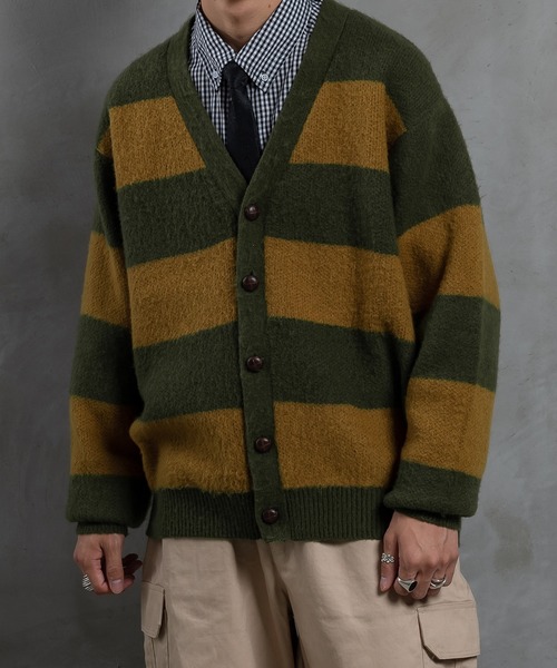 kutir（クティール）の「ボーダーカーディガン（カーディガン/ボレロ・メンズ・カーキ/オレンジ/ダークブルー/ブルーグリーン・MEDIUM/LARGE）」の5枚目の写真