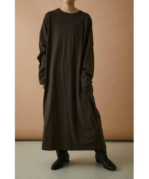 BLACK BY MOUSSY（ブラックバイマウジー）の「supima cotton long one-piece（ワンピース・レディース・ブラウン/ホワイト/グレー・FREE）」の3枚目の写真