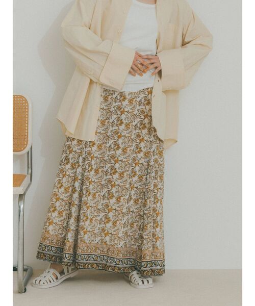 Ungrid(アングリッド)の「エスニックプリントラメスカート(スカート・レディース・オフホワイト/グリーン系その他・FREE)」の7枚目の写真