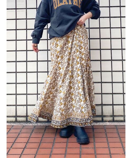 Ungrid(アングリッド)の「エスニックプリントラメスカート(スカート・レディース・オフホワイト/グリーン系その他・FREE)」の12枚目の写真