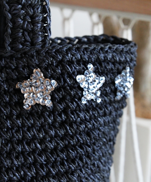 BEAUTY&YOUTH UNITED ARROWS（ビューティーアンドユースユナイテッドアローズ）の「BYSF∵ スタースパンコールBIGトート◆（かごバッグ・レディース・ブラック/オリーブ・FREE）」の5枚目の写真