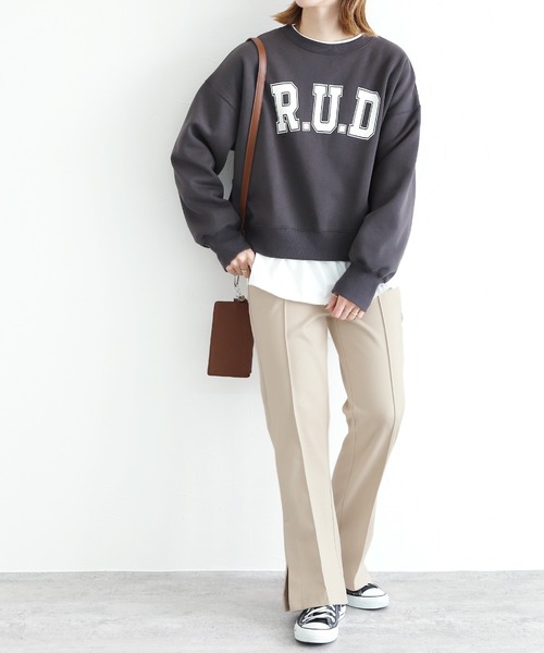 reca（レカ）の「センターシームセミフレア起毛パンツ（その他パンツ・レディース・ブラック/ライトベージュ・FREE）」の14枚目の写真