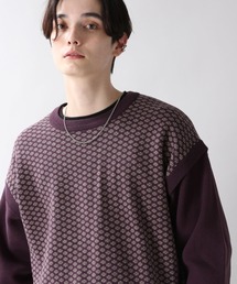 ジャガード柄ニットクルー/259697