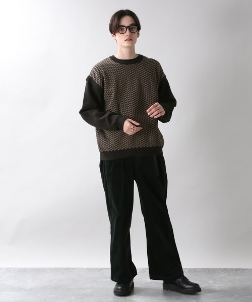 RAGEBLUE（レイジブルー）の「ジャガード柄ニットクルー/259697（ニット/セーター・メンズ・ブラック/パープル/グリーン・MEDIUM/LARGE）」の10枚目の写真