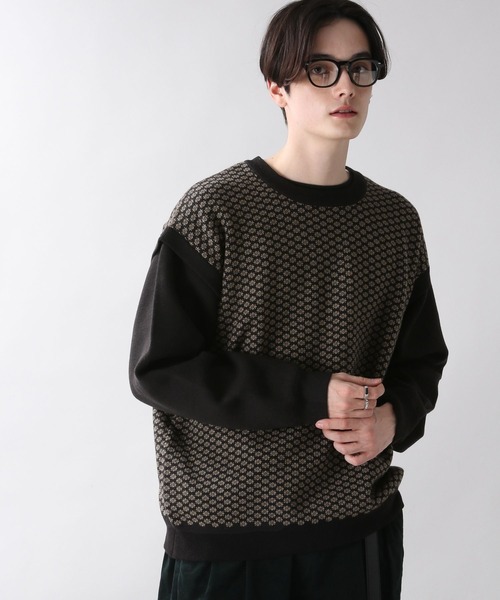 RAGEBLUE（レイジブルー）の「ジャガード柄ニットクルー/259697（ニット/セーター・メンズ・ブラック/パープル/グリーン・MEDIUM/LARGE）」の12枚目の写真
