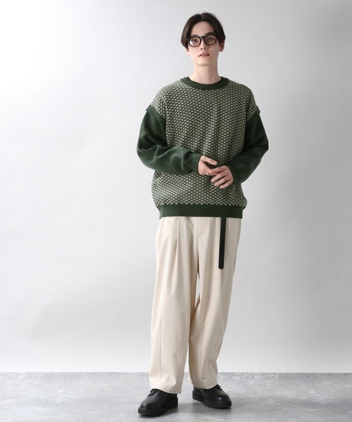 RAGEBLUE（レイジブルー）の「ジャガード柄ニットクルー/259697（ニット/セーター・メンズ・ブラック/パープル/グリーン・MEDIUM/LARGE）」の18枚目の写真